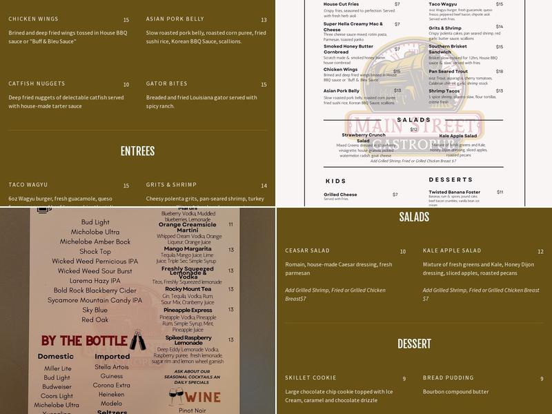 Main Street Gastropub Menu