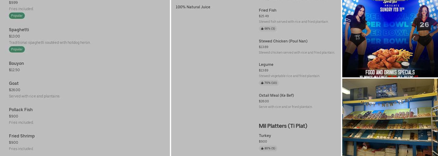 Alabon haitian restaurant Menu