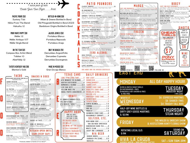 Eight Row Flint East End Menu