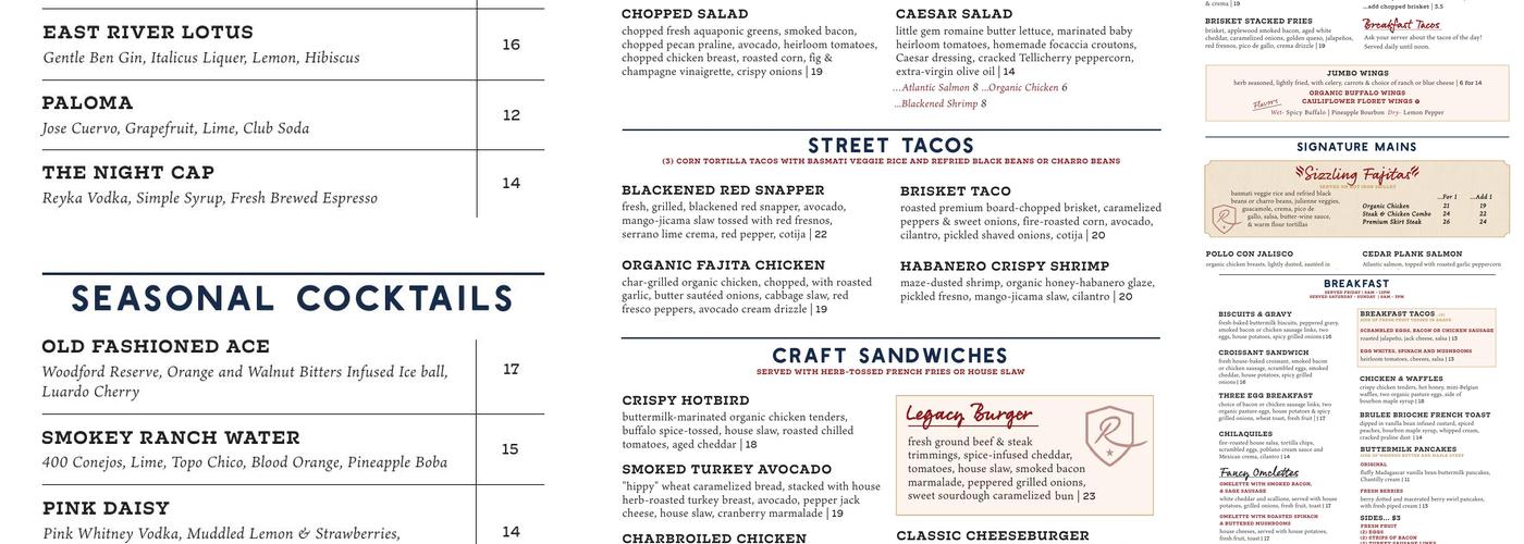 Riverhouse Houston Menu