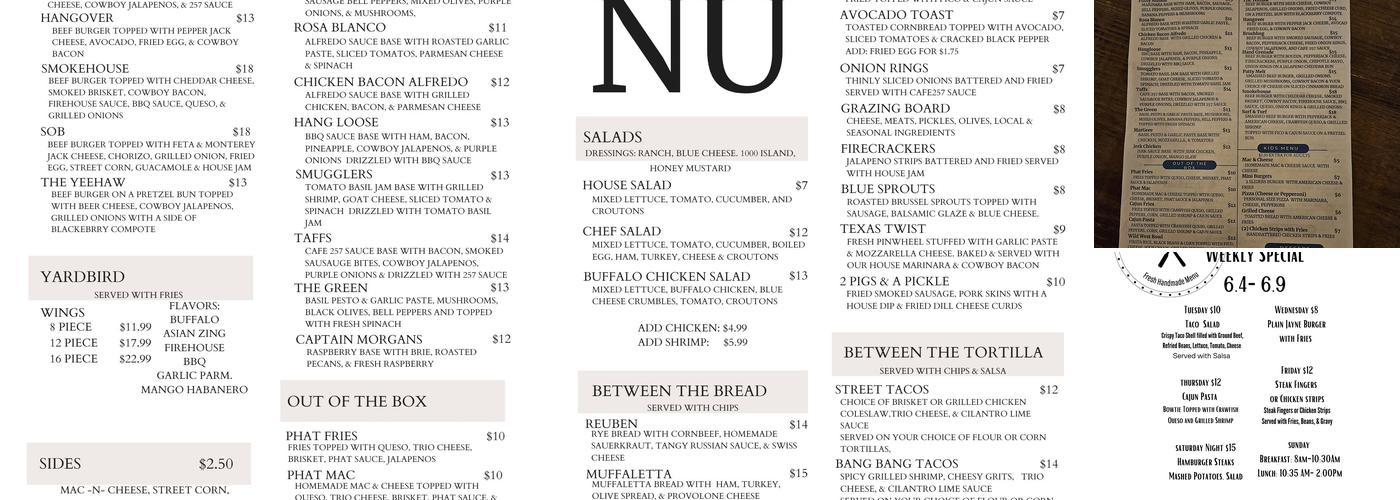 Cafe 257 Menu