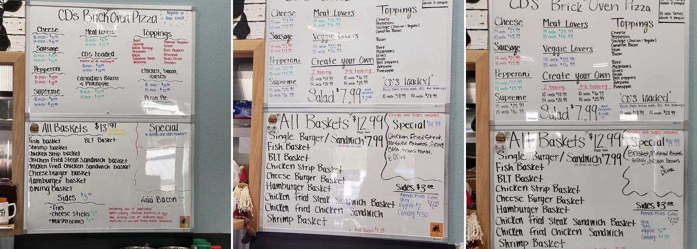 CD's Cafe Menu