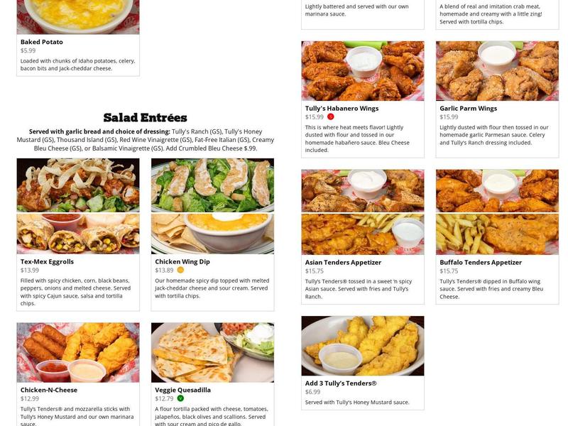 Tully's Good Times Fayetteville Menu