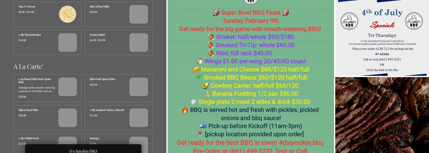D's Smokin BBQ Menu