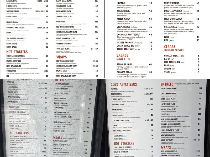 SKAF’S ON YORK Menu