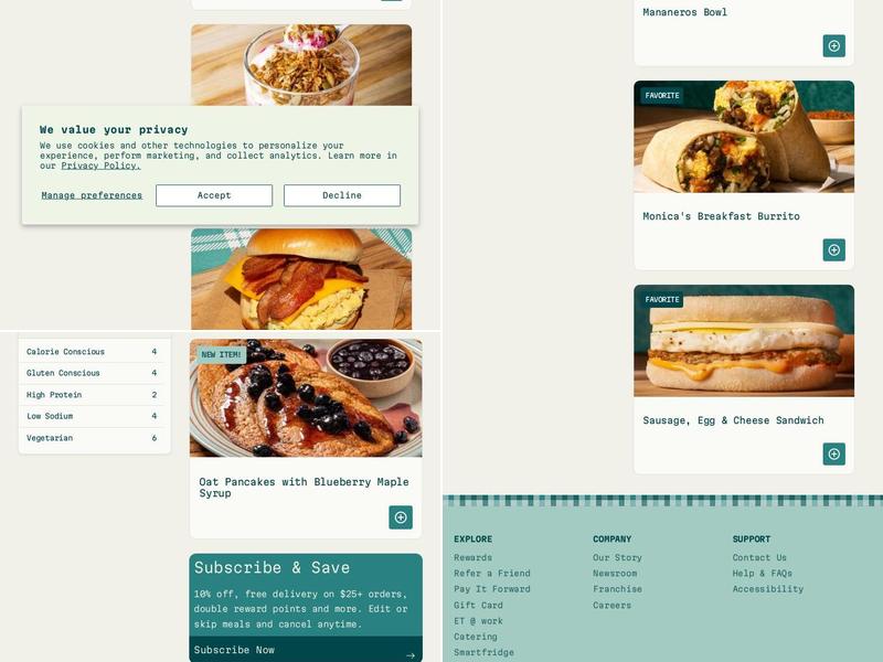 Everytable Menu