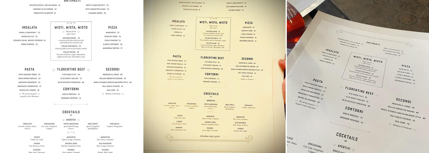 Vino Menu