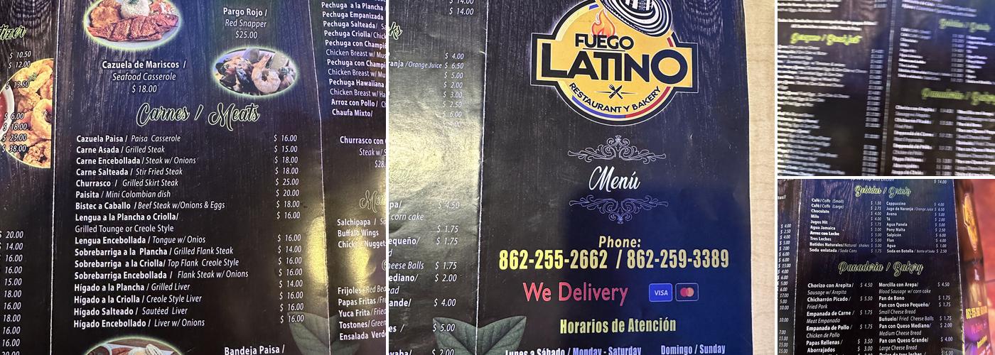 Fuego Latino Menu