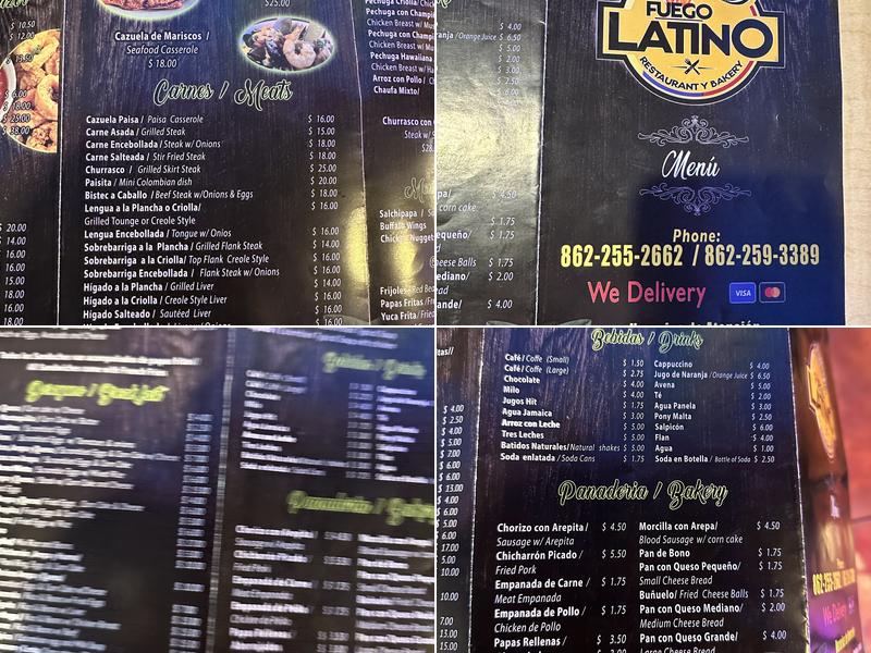 Fuego Latino Menu