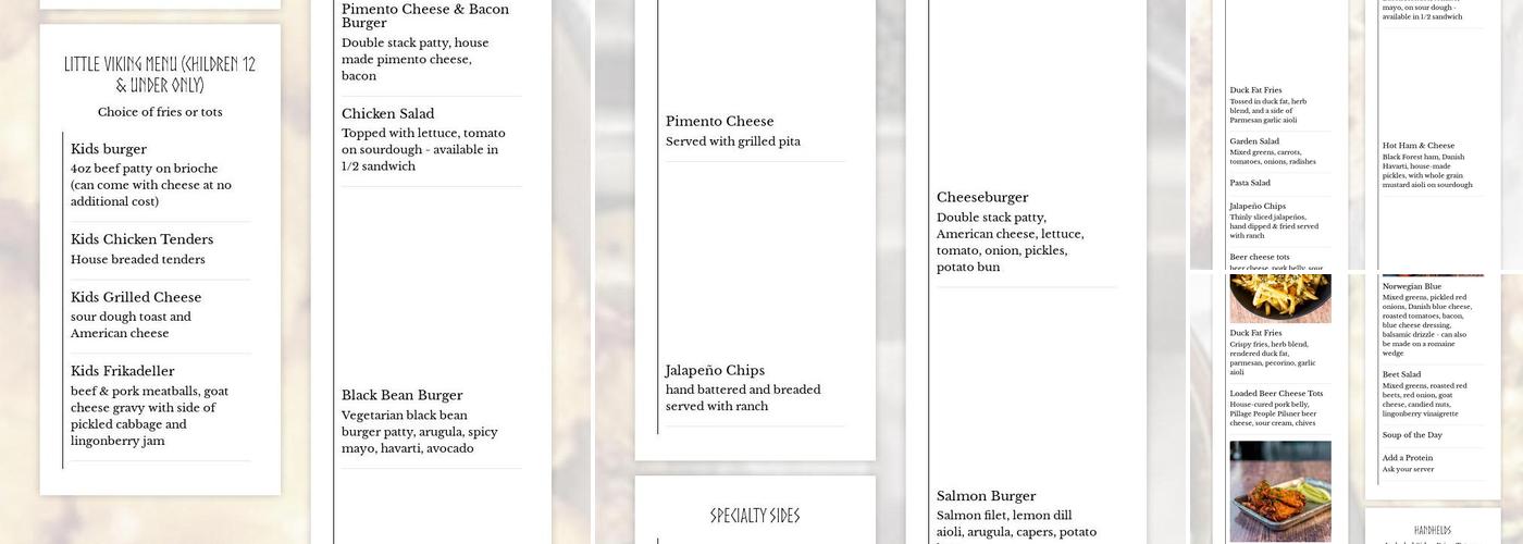 Norse Brewing Longhouse Menu