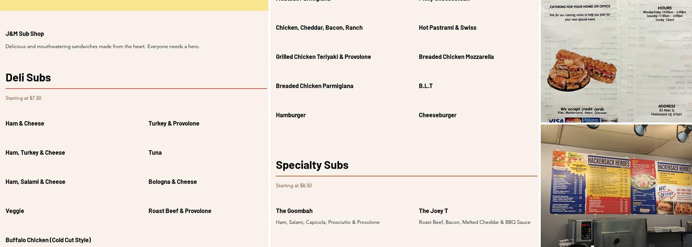 Hackensack Heroes Menu