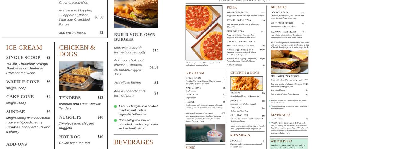 Durango Riverside Resort Cafe Menu