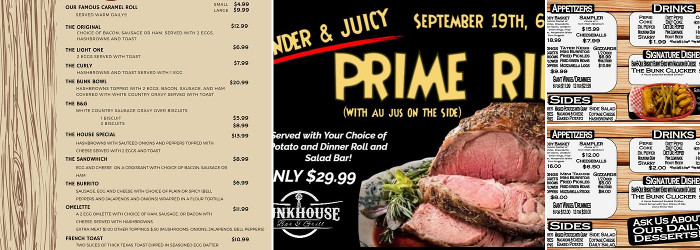Bunkhouse Bar & Grill Menu