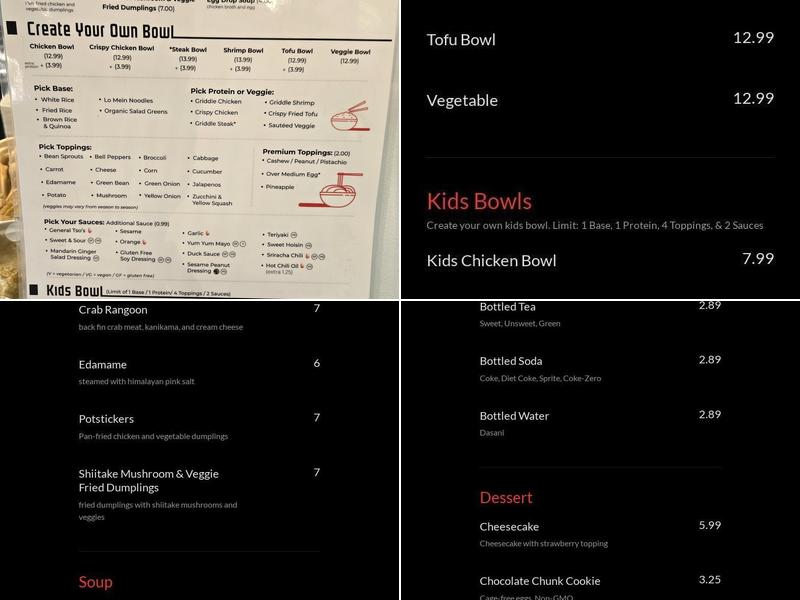 EVOWOK Menu