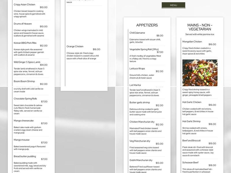 WildGinger Pooler Menu