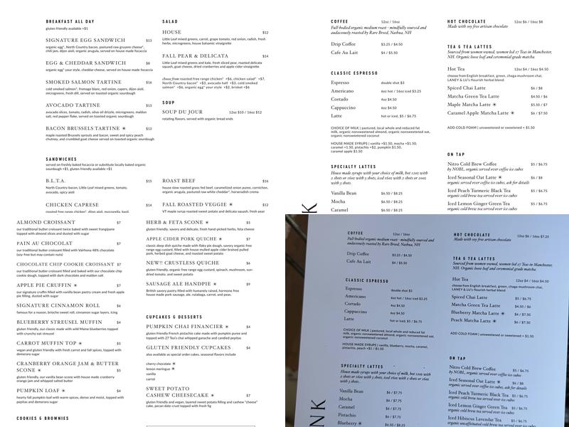 Ginger Fox Bakery Menu