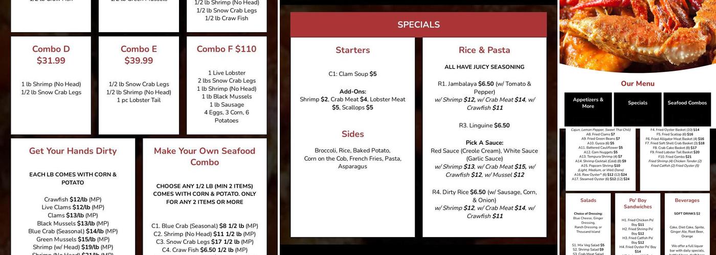 Juicy Crab Rochester Menu