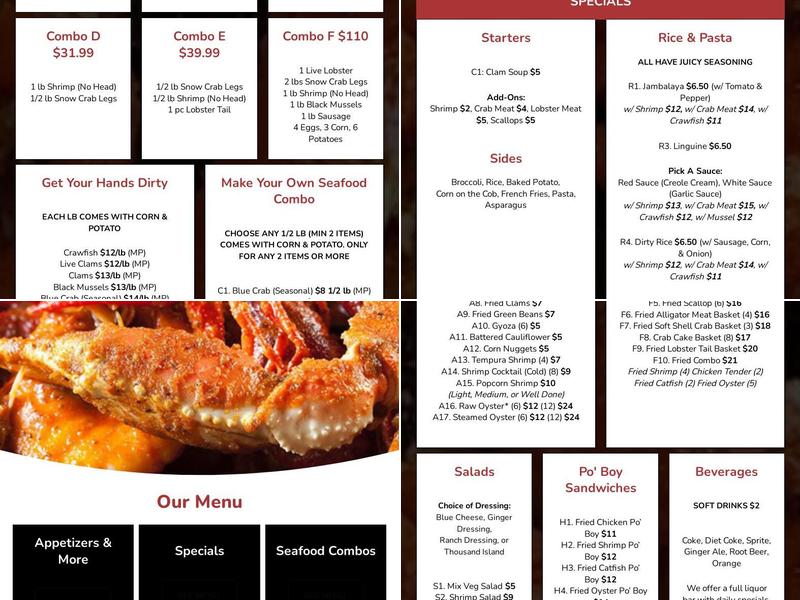 Juicy Crab Rochester Menu