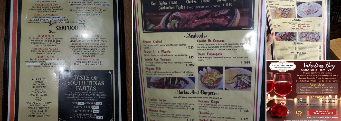 La Casa Del Pastor Menu