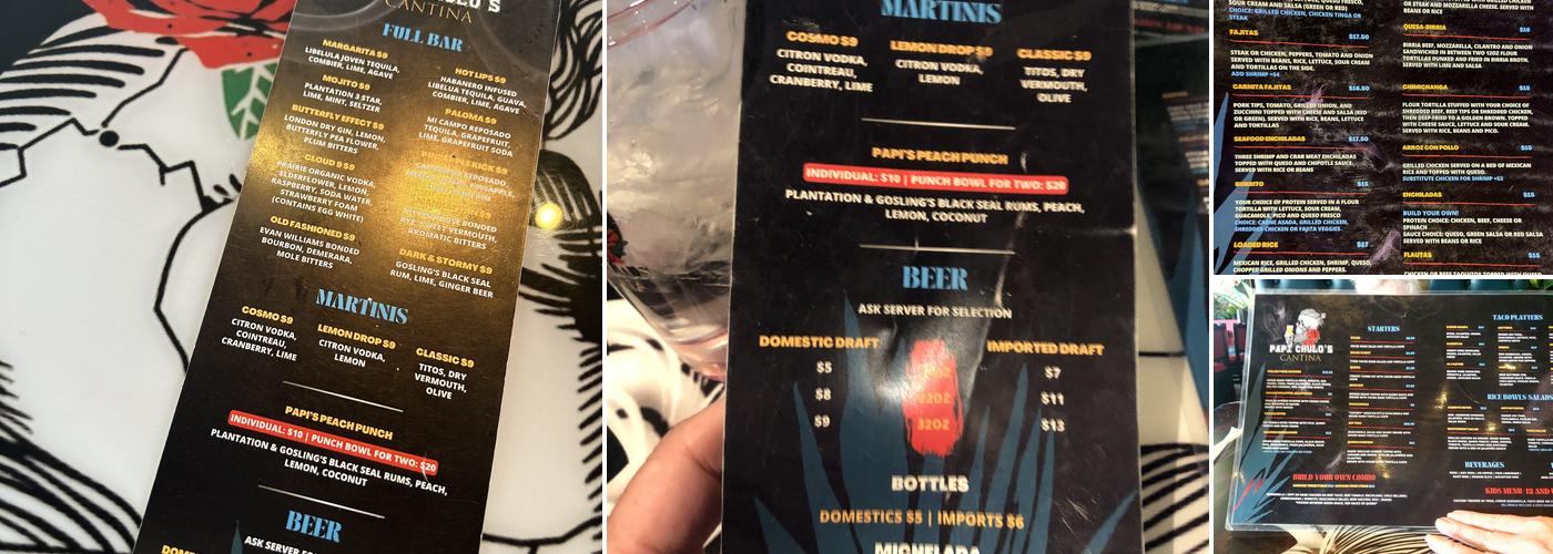 Papi Chulo's Cantina Menu