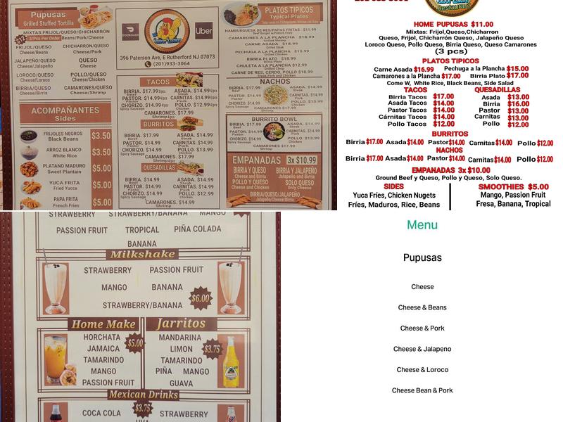 Mi Sabor Latino Menu