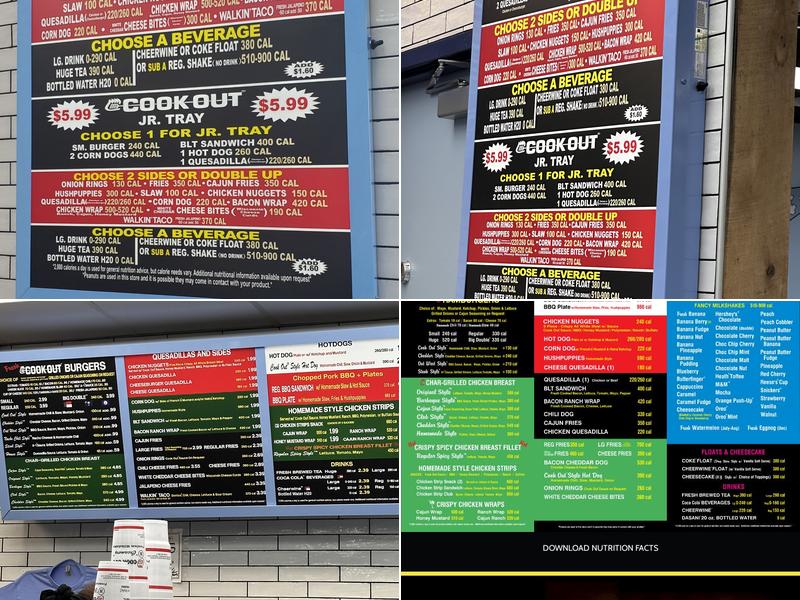 Cook Out Menu