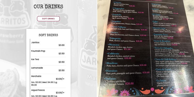 Galindo's A Taste of Mexico Menu