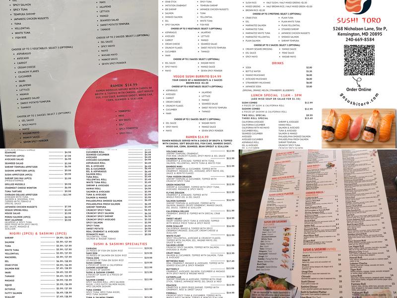 Sushi Toro Menu