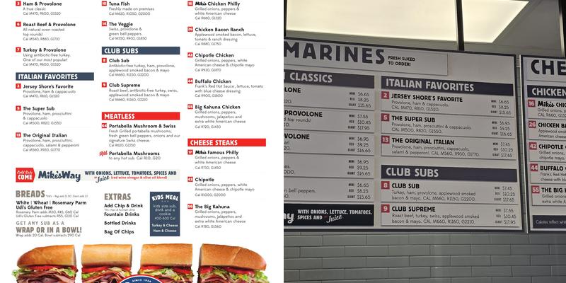Jersey Mike's Subs Menu