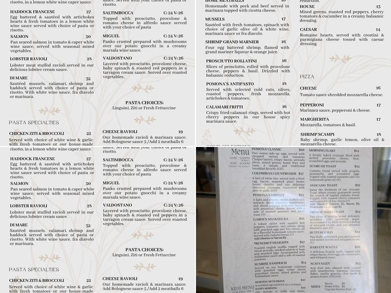 Pomona Cafe & Wine Bar Menu