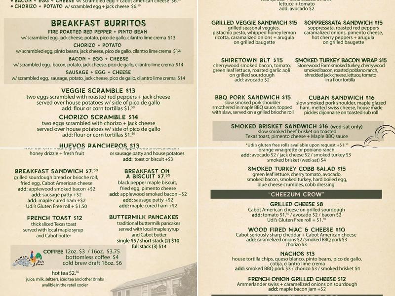 Shiretown Marketplace Menu