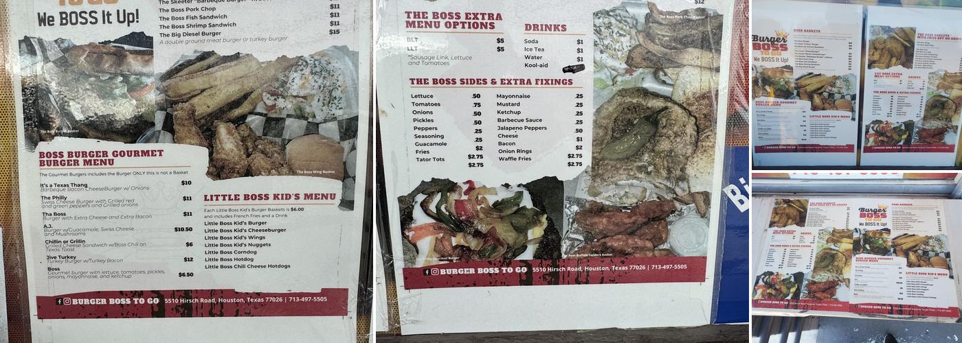 Burger Boss Menu