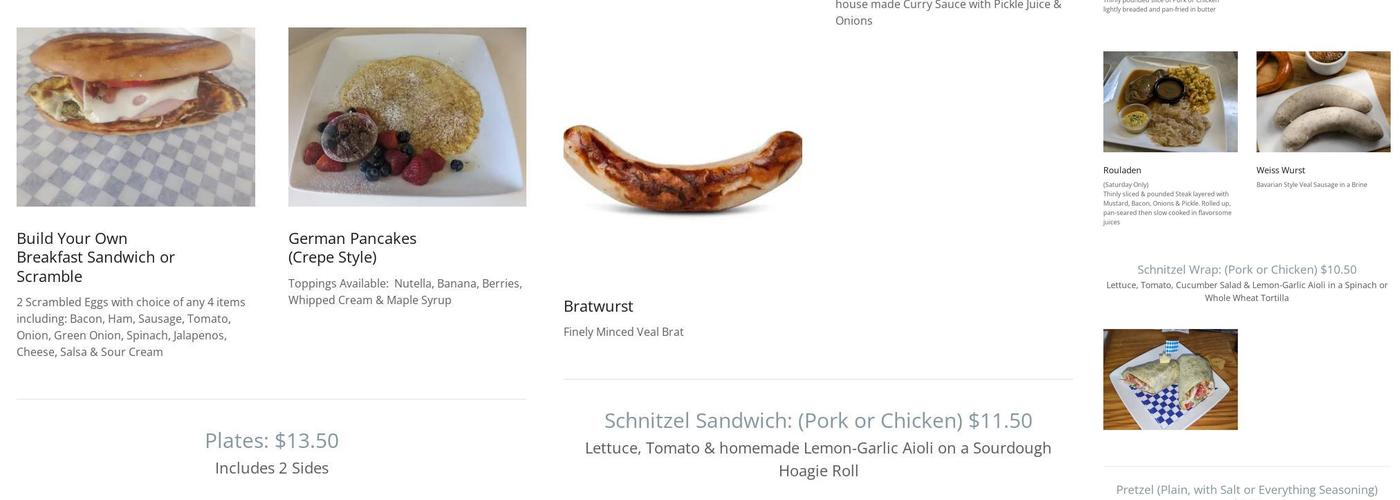 Tiny Schnitzel Haus Menu