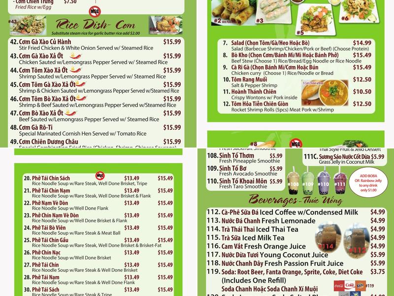 Pho So 1 Lake Forest Menu