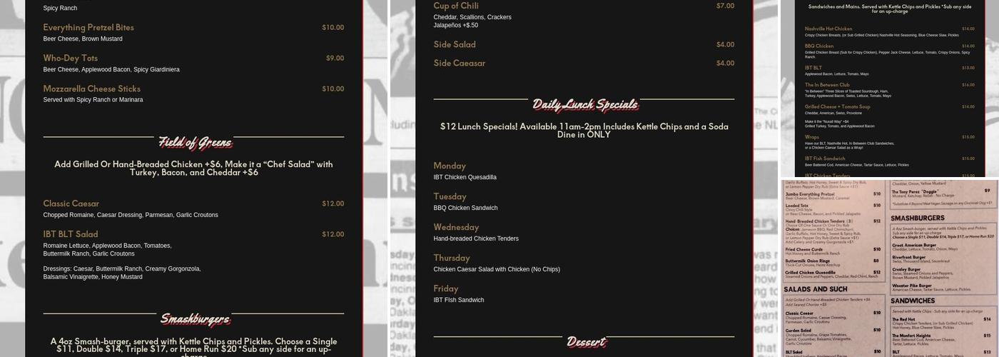 In Between Tavern Menu