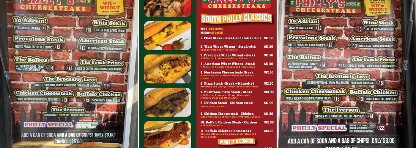 Philly’s Cheesesteaks 215 Menu