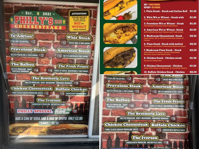 Philly’s Cheesesteaks 215 Menu