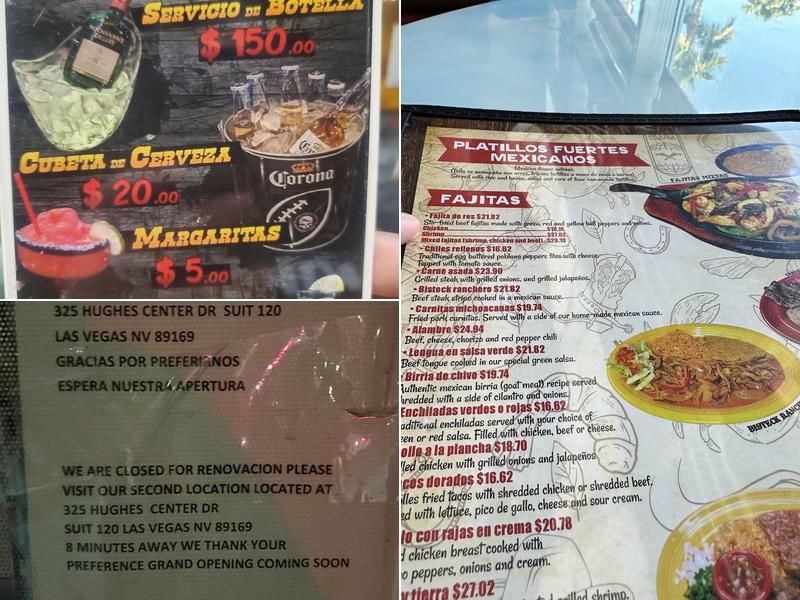 Mi Ranchito Restaurant SF Flamingo Rd Menu