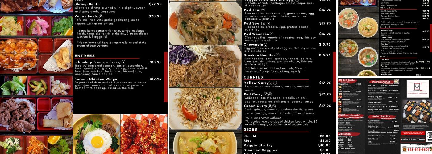 Korean Bento & Thai Cuisine Menu