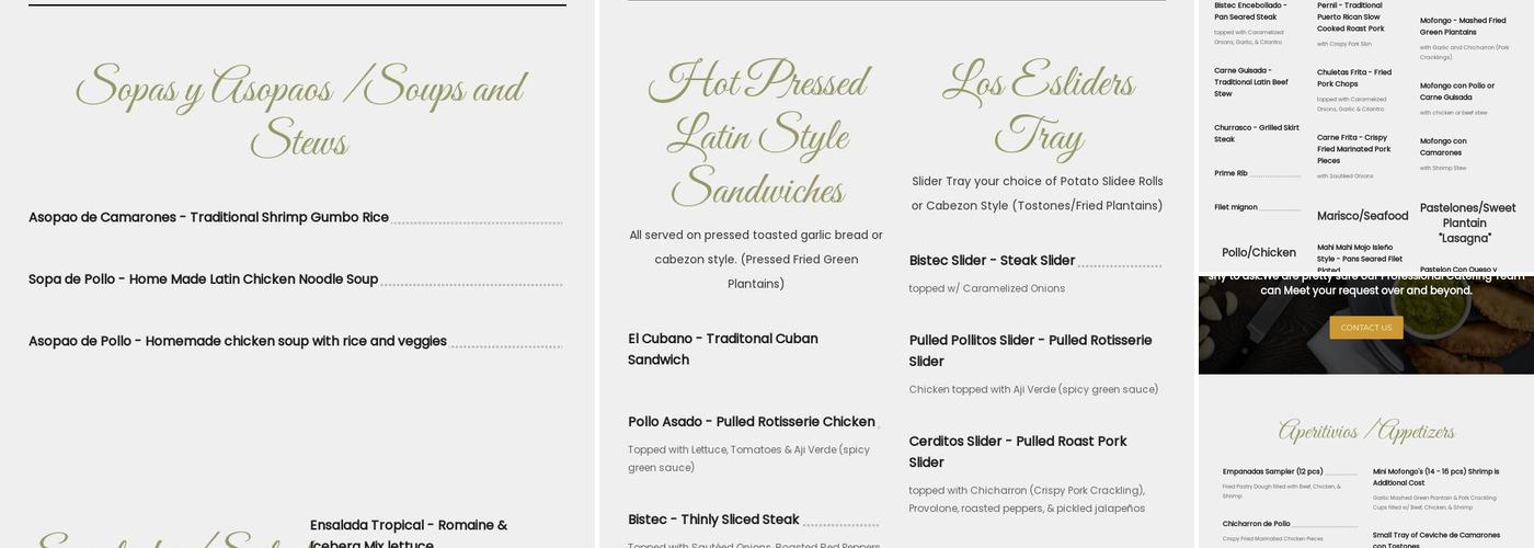 ME Casa Catering Menu