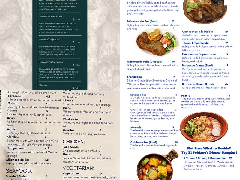 Beto El Poblano Menu