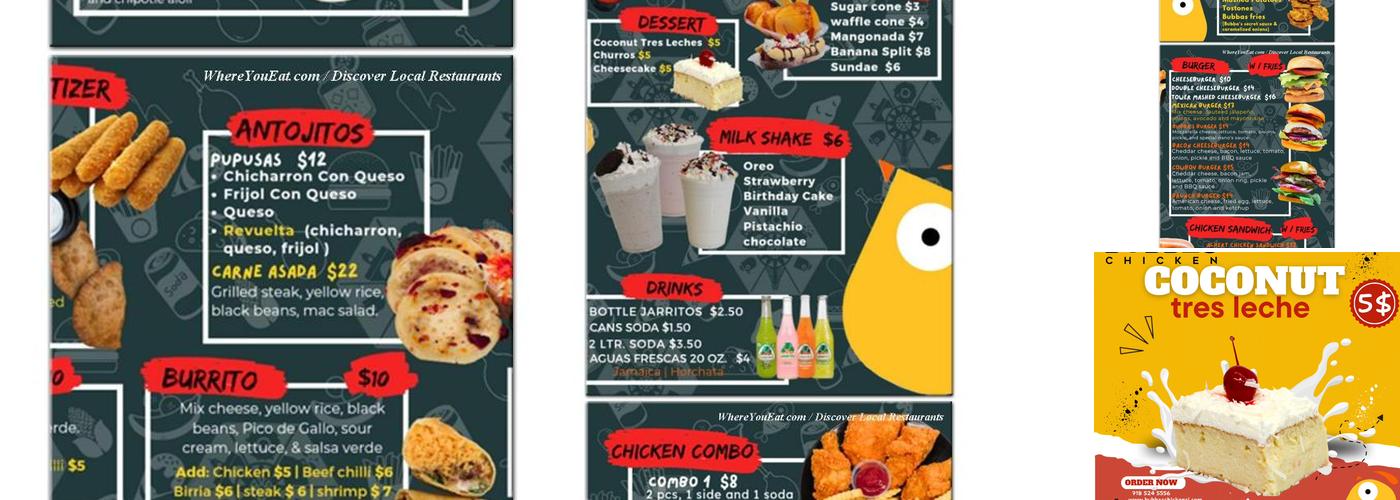 Bubba's chicken Menu