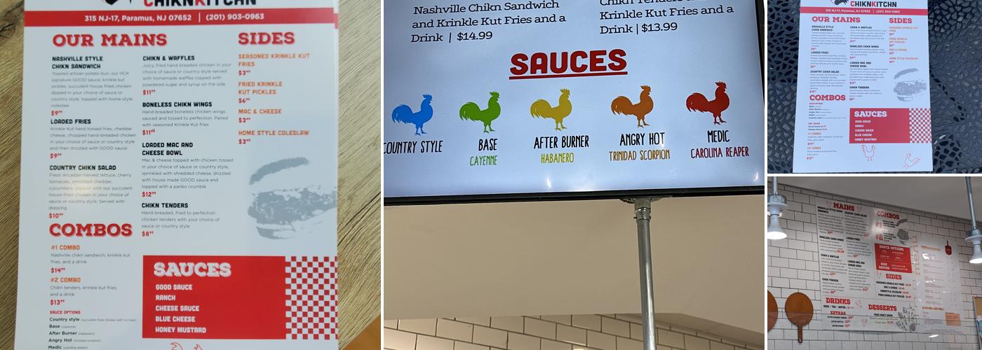 HCK Hot Chicken Menu