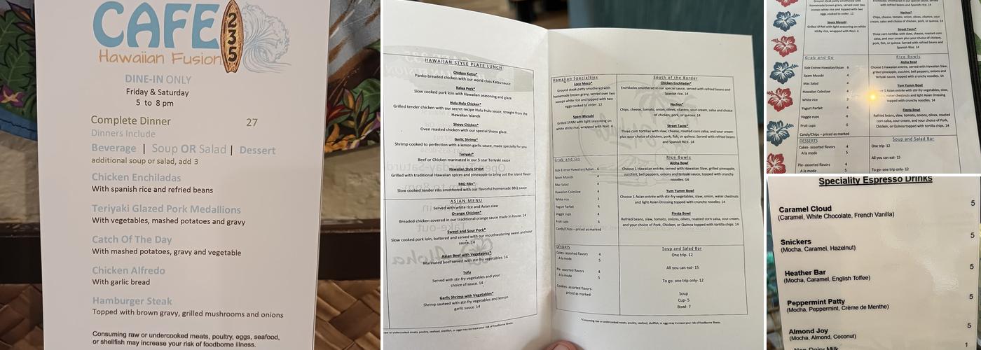 Cafe 235 Menu