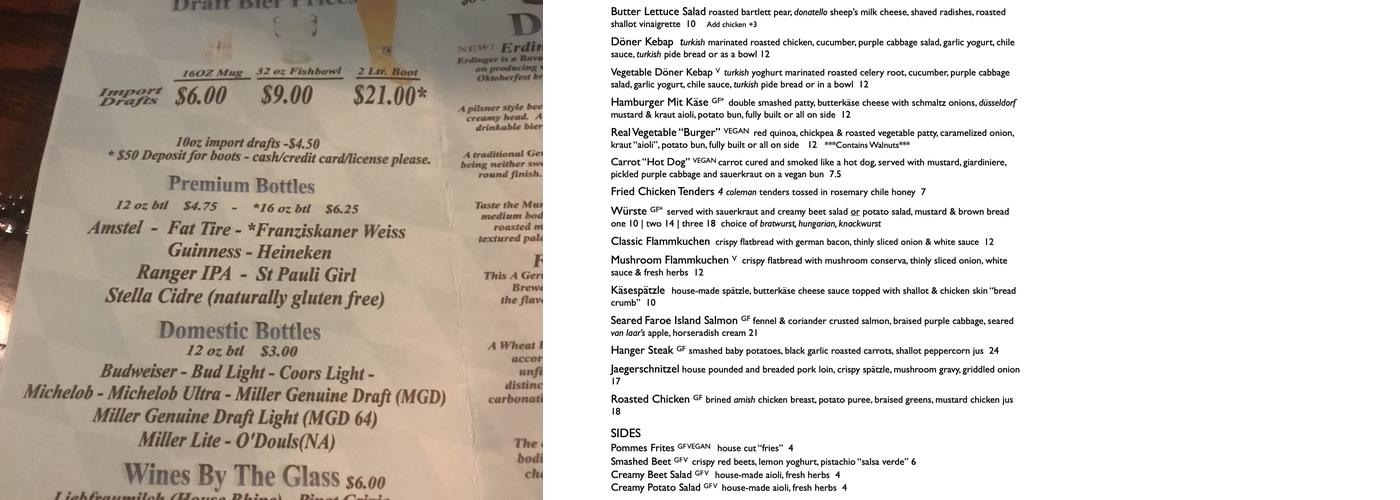 Der Rathskeller Menu