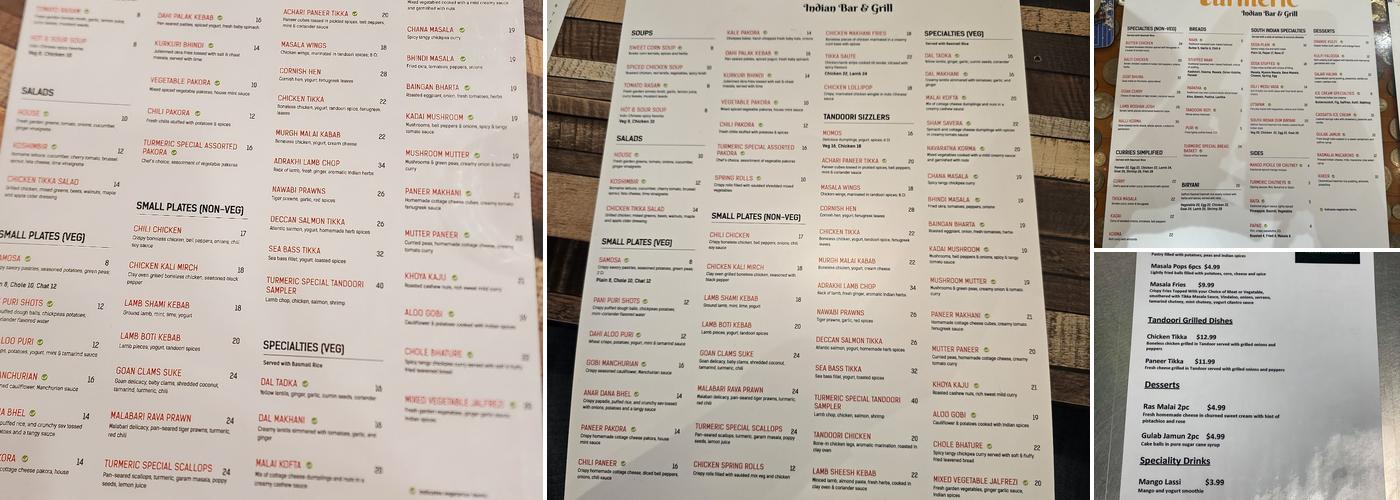 Turmeric Indian Bar & Grill Menu