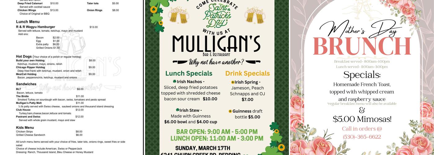 Mulligan’s Bar and Restaurant Menu
