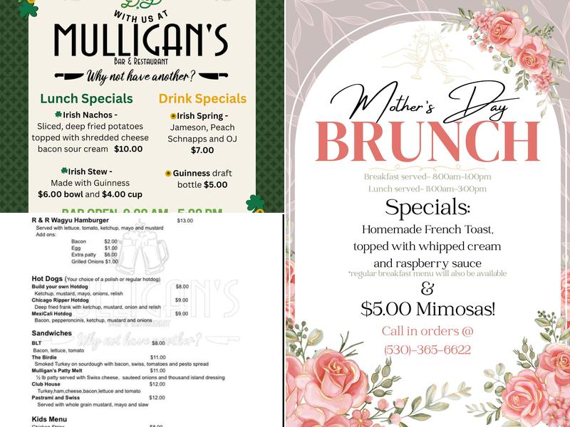 Mulligan’s Bar and Restaurant Menu