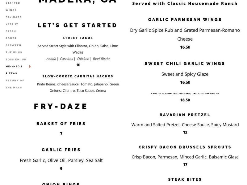 Blast & Brew Menu