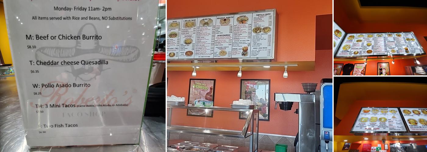 Roberto's Taco Shop Menu